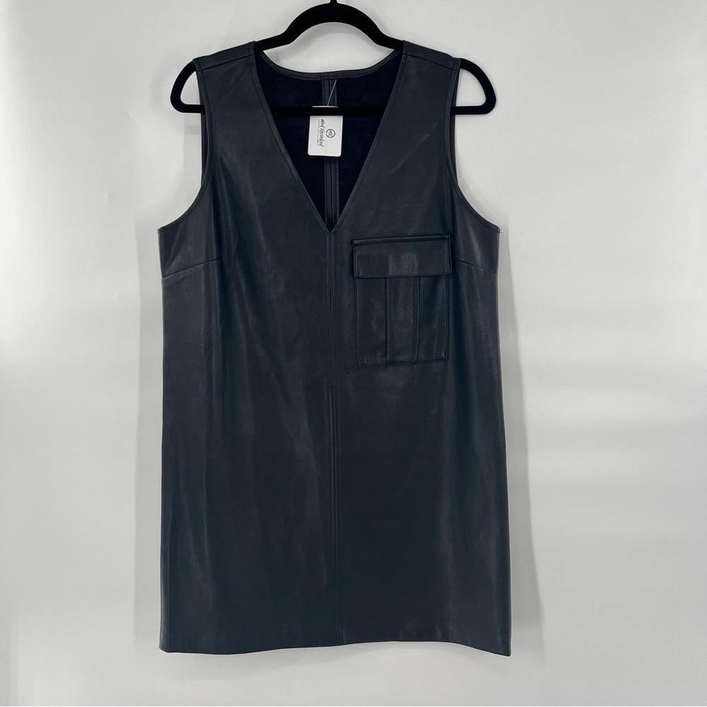 ZARA faux leather sleeveless v neck dress size M
